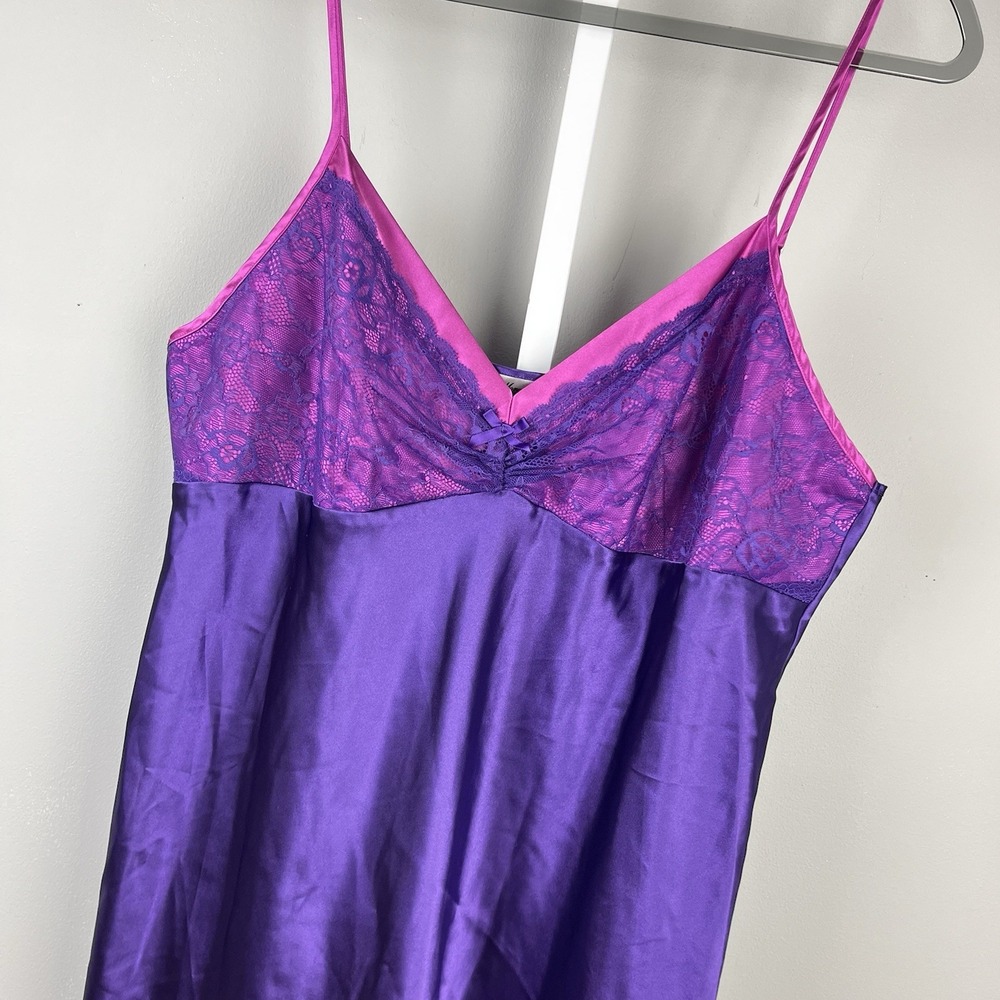 Morgan Taylor Babydoll Chemise Womens XXL Purple Pink Lace Nightie Lingerie